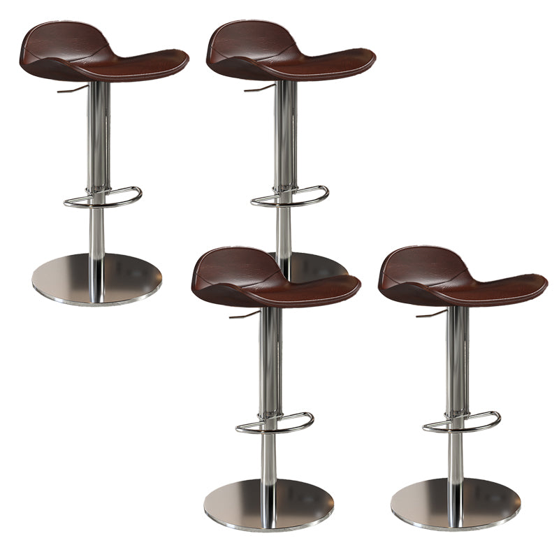 Contemporary Metal Legs Bar Stools Faux Leather Counter Chair
