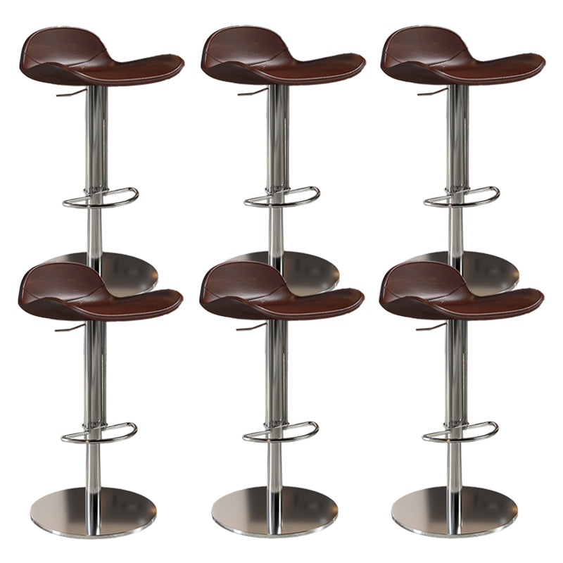Contemporary Metal Legs Bar Stools Faux Leather Counter Chair
