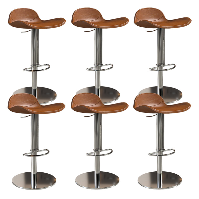 Contemporary Metal Legs Bar Stools Faux Leather Counter Chair