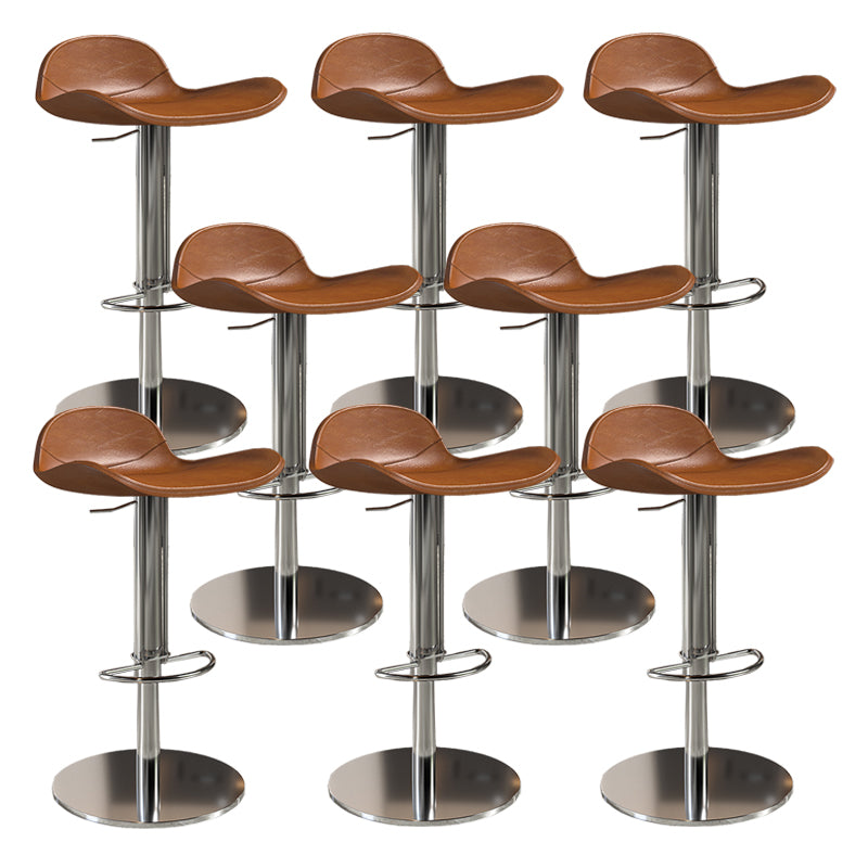Contemporary Metal Legs Bar Stools Faux Leather Counter Chair