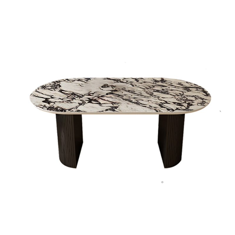 Oval Industrial Dinner Room Kitchen Table Double Pedestal Dining Table