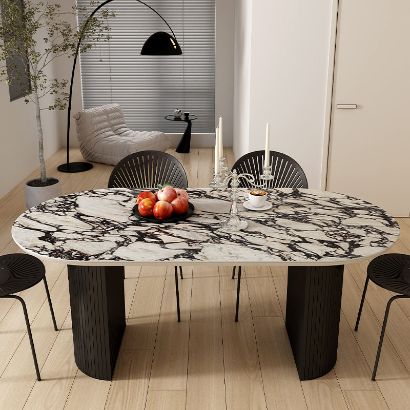 Oval Industrial Dinner Room Kitchen Table Double Pedestal Dining Table