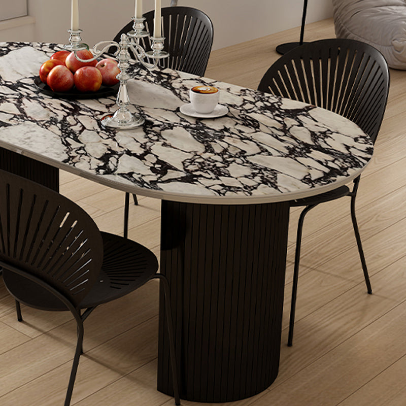 Oval Industrial Dinner Room Kitchen Table Double Pedestal Dining Table