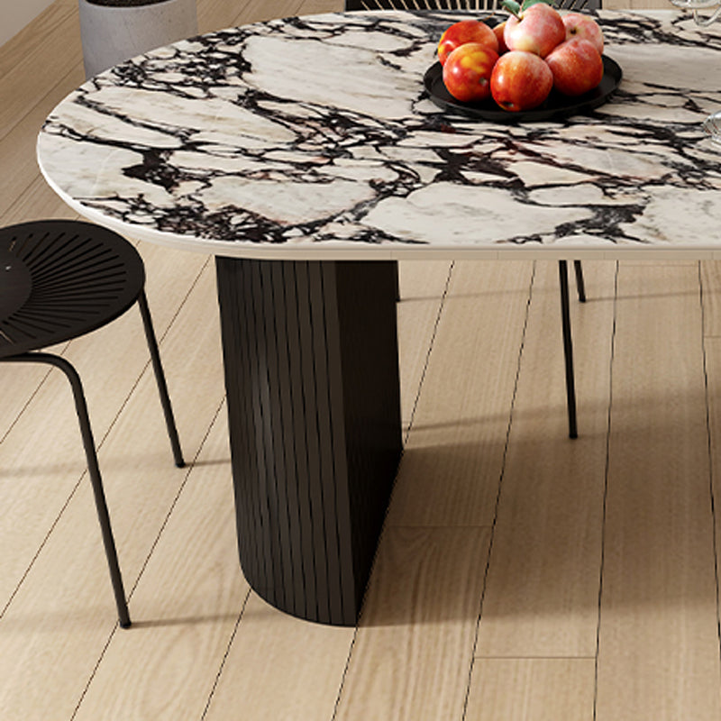 Oval Industrial Dinner Room Kitchen Table Double Pedestal Dining Table