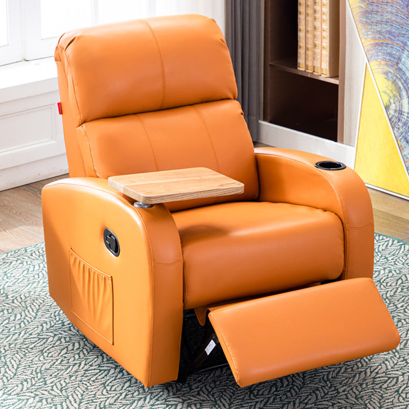 Contemporary Standard Recliner Side Pockets Indoor Solid Color Metal Manual-Push Botton
