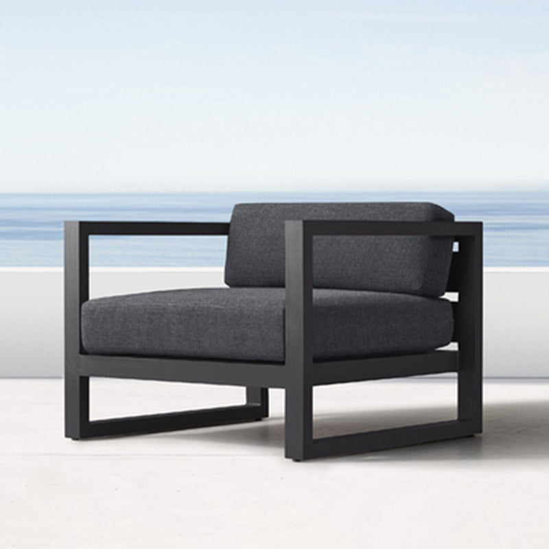 Contemporary Outdoor Patio Sofa Fabric Cushion Gray UV Resistant Water Resistant