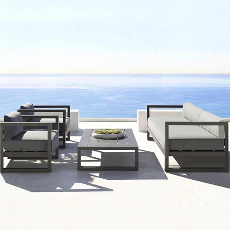 Contemporary Outdoor Patio Sofa Fabric Cushion Gray UV Resistant Water Resistant