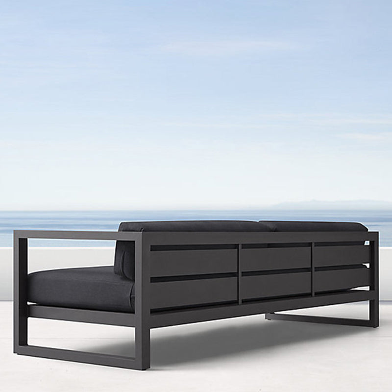 Contemporary Outdoor Patio Sofa Fabric Cushion Gray UV Resistant Water Resistant