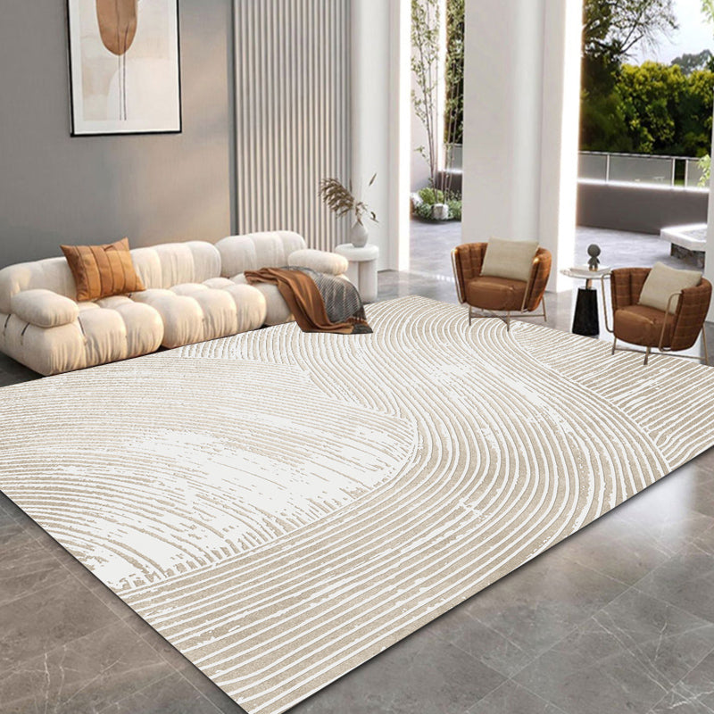 Simplicity Rug Beige Polyester Area Rug Stain Resistant Rug for Home Decor