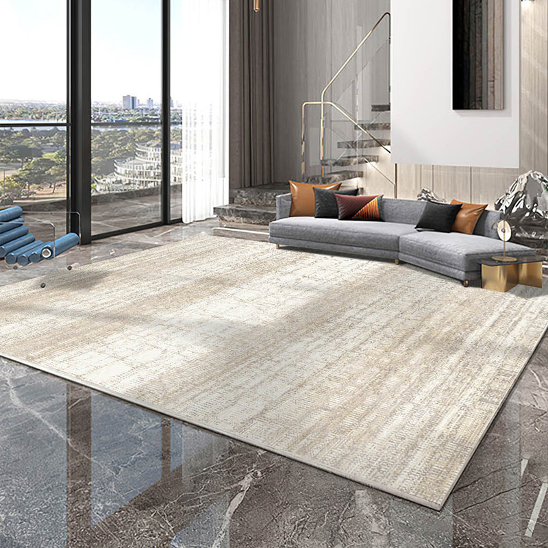 Simplicity Rug Beige Polyester Area Rug Stain Resistant Rug for Home Decor