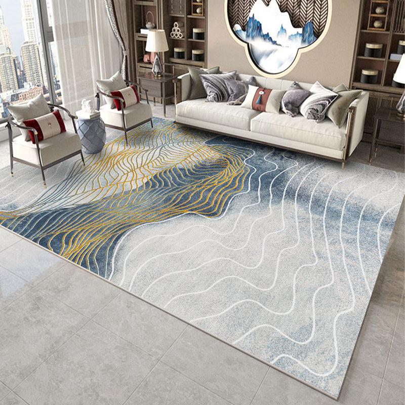 Funky Rug Beige Polyester Area Rug Stain Resistant Rug for Home Decor