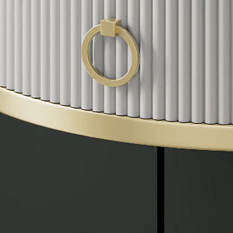 Classic Glam Accent Table Nightstand Stone Nightstand with Drawer