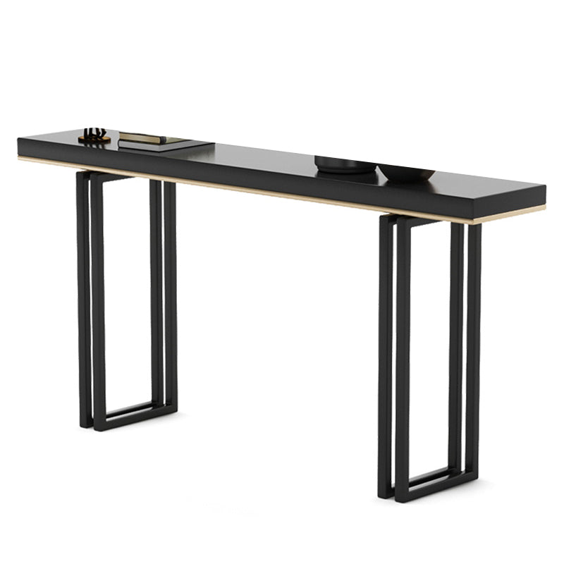 Modern Rectangular Console Table Stone Console Sofa Table in Black