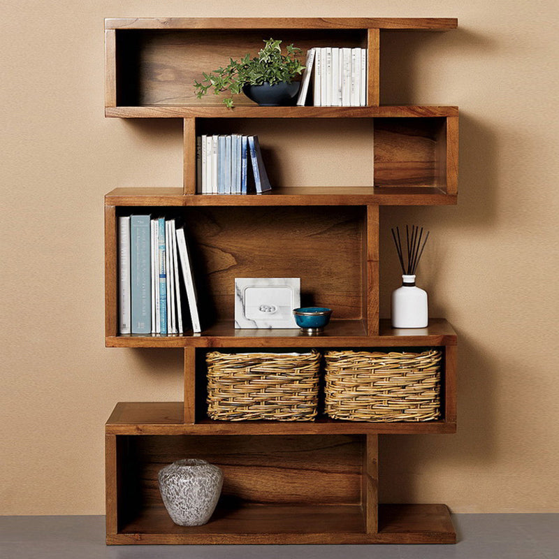 Modern Closed Back Bookshelf Standard Solid Wood Bookcase with Shelves