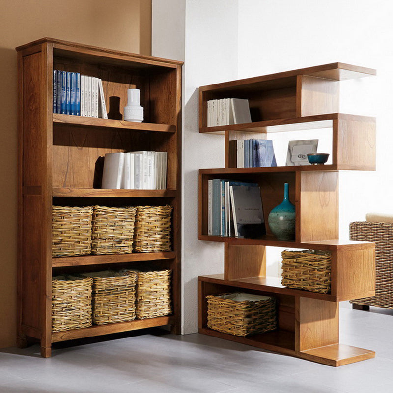 Modern Closed Back Bookshelf Standard Solid Wood Bookcase with Shelves