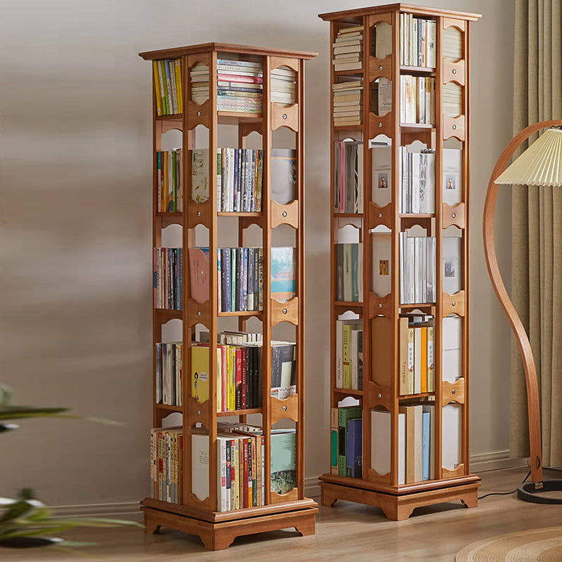 Modern Style Open Back Bookshelf Standard Solid Wood Bookcase with Shelves