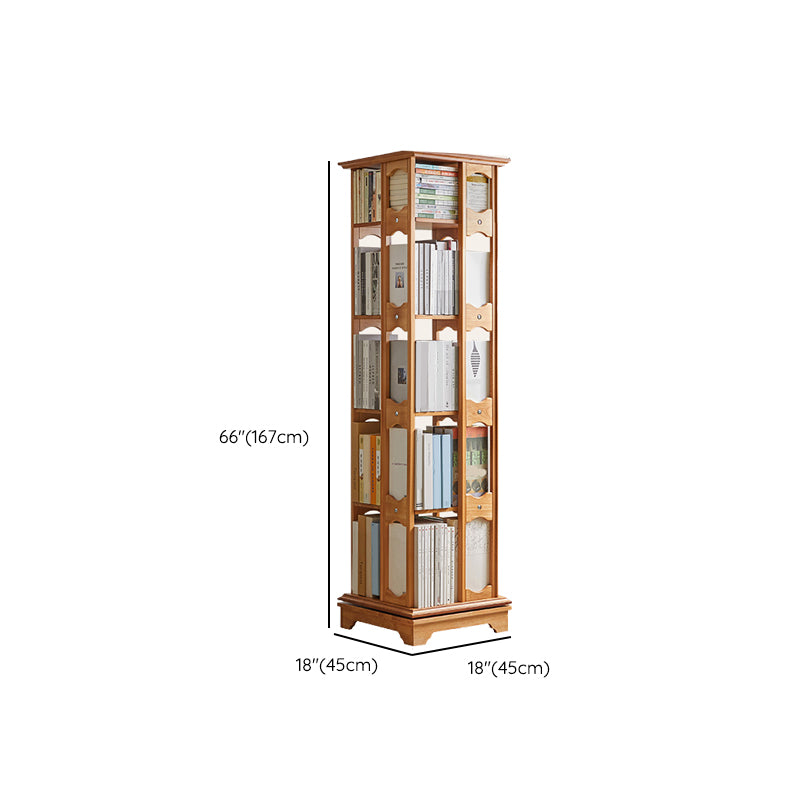 Modern Style Open Back Bookshelf Standard Solid Wood Bookcase with Shelves