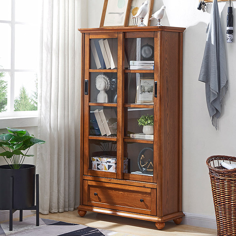 Vertical Solid Wood Bookcase Contemporary Closed Back Bookshelf