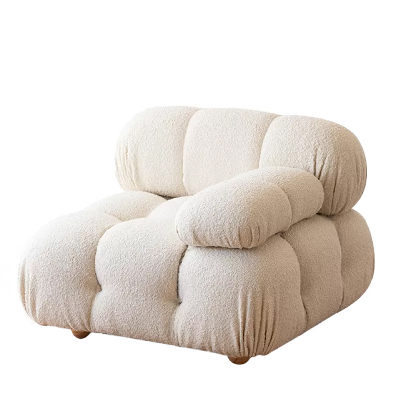 37" Wide Contemporary Sofa Fabric Tufted White Standard Seating