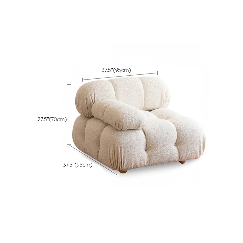 37" Wide Contemporary Sofa Fabric Tufted White Standard Seating