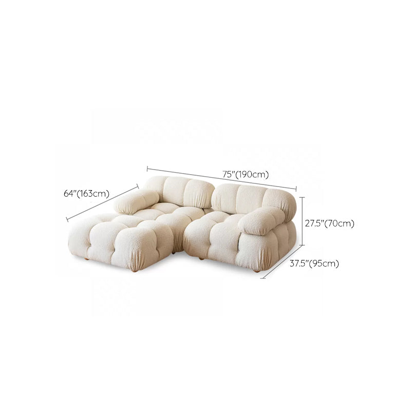 37" Wide Contemporary Sofa Fabric Tufted White Standard Seating