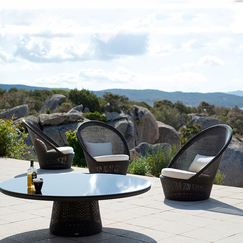 Rattan Outdoor Patio Sofa 27.55" Wide Tropical Patio Sofa with Cushions