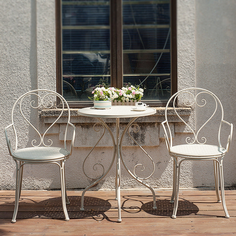 Contemporary Open Back Patio Arm Chair in Iron Frame Set of 2