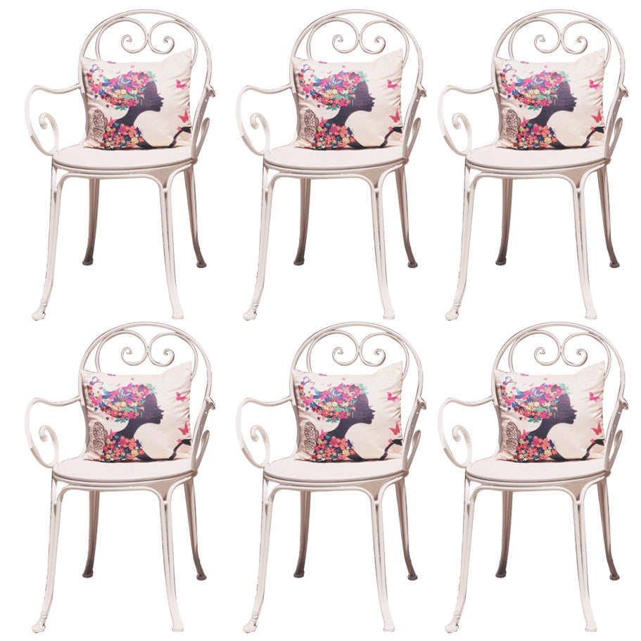 Contemporary Open Back Patio Arm Chair in Iron Frame Set of 2