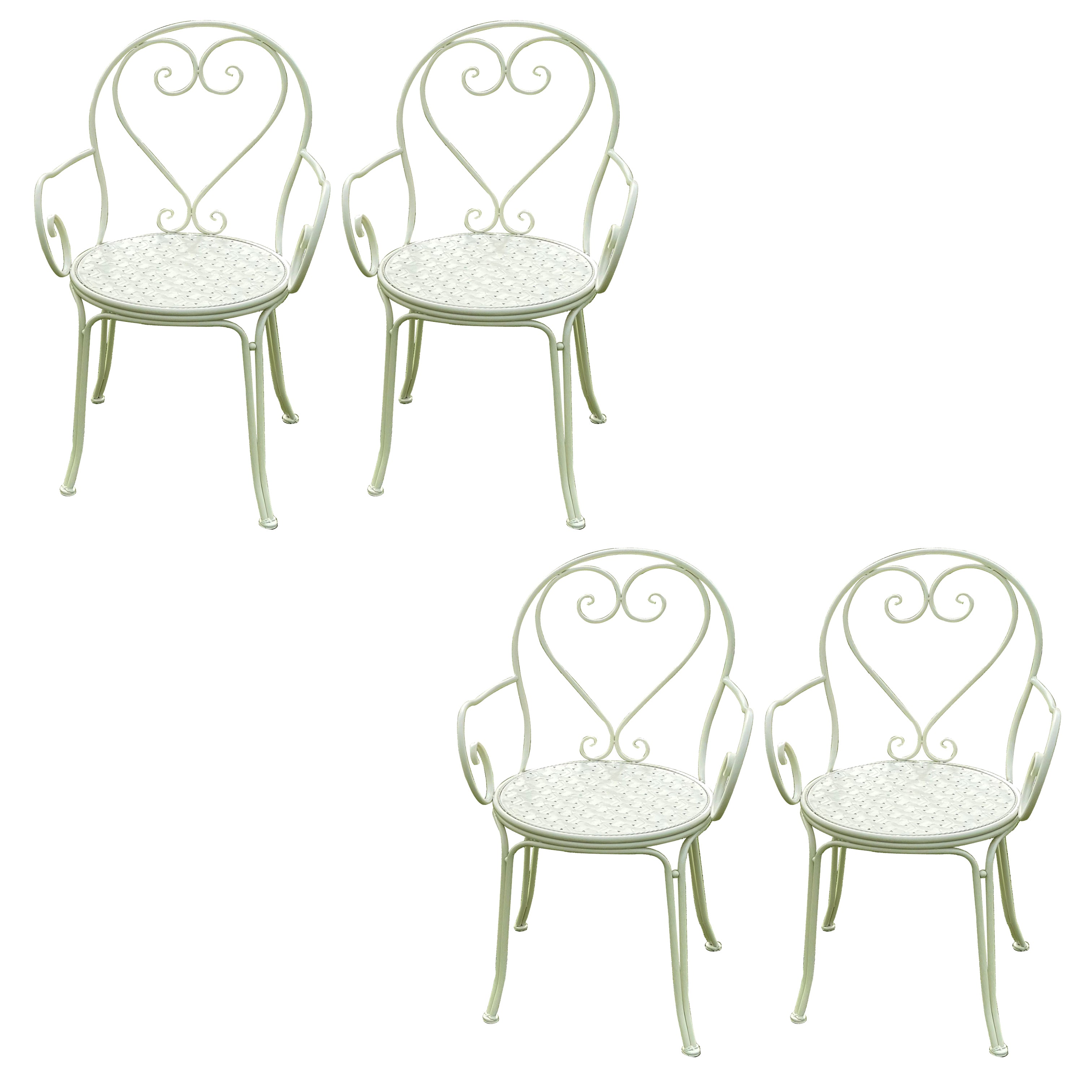 Contemporary Open Back Patio Arm Chair in Iron Frame Set of 2