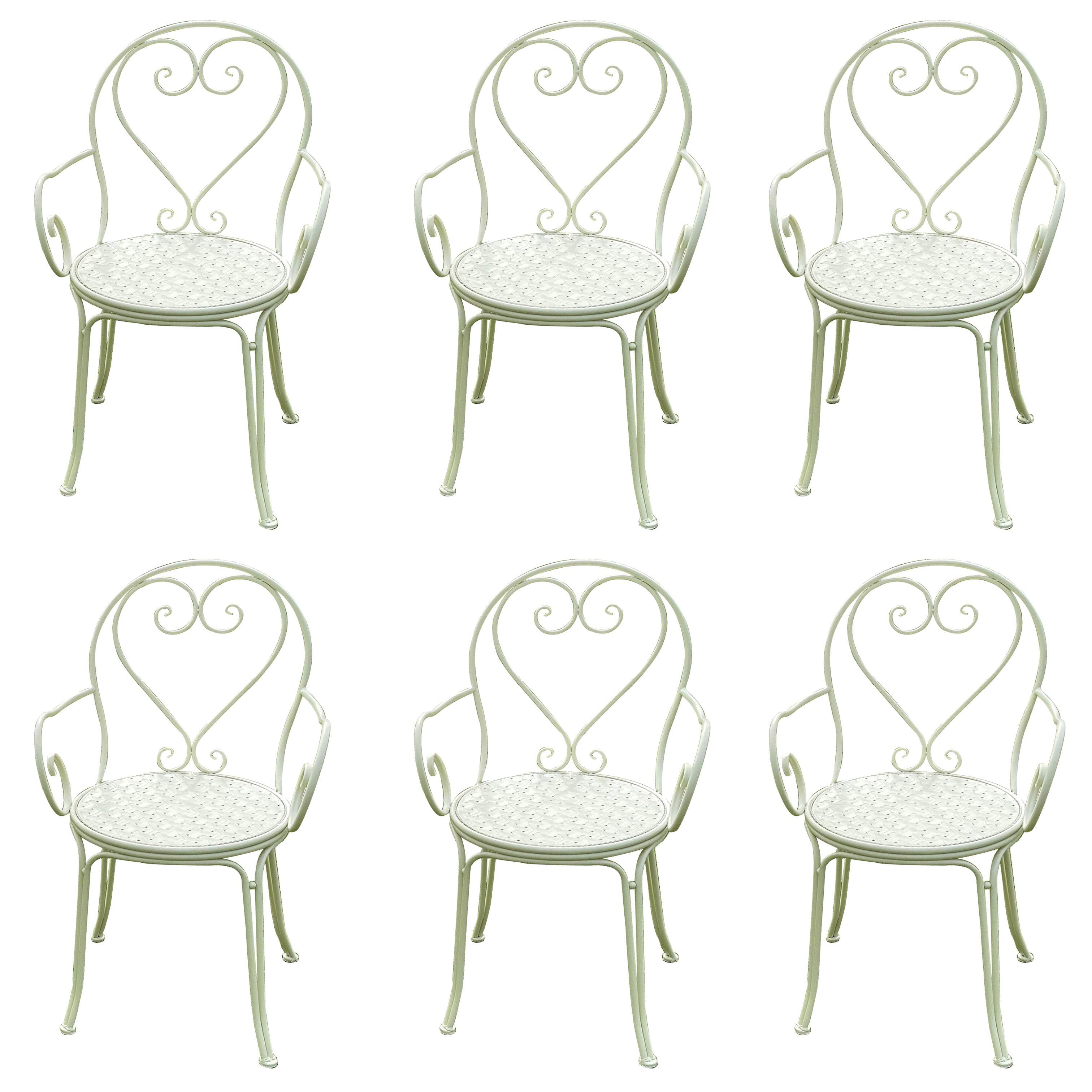 Contemporary Open Back Patio Arm Chair in Iron Frame Set of 2
