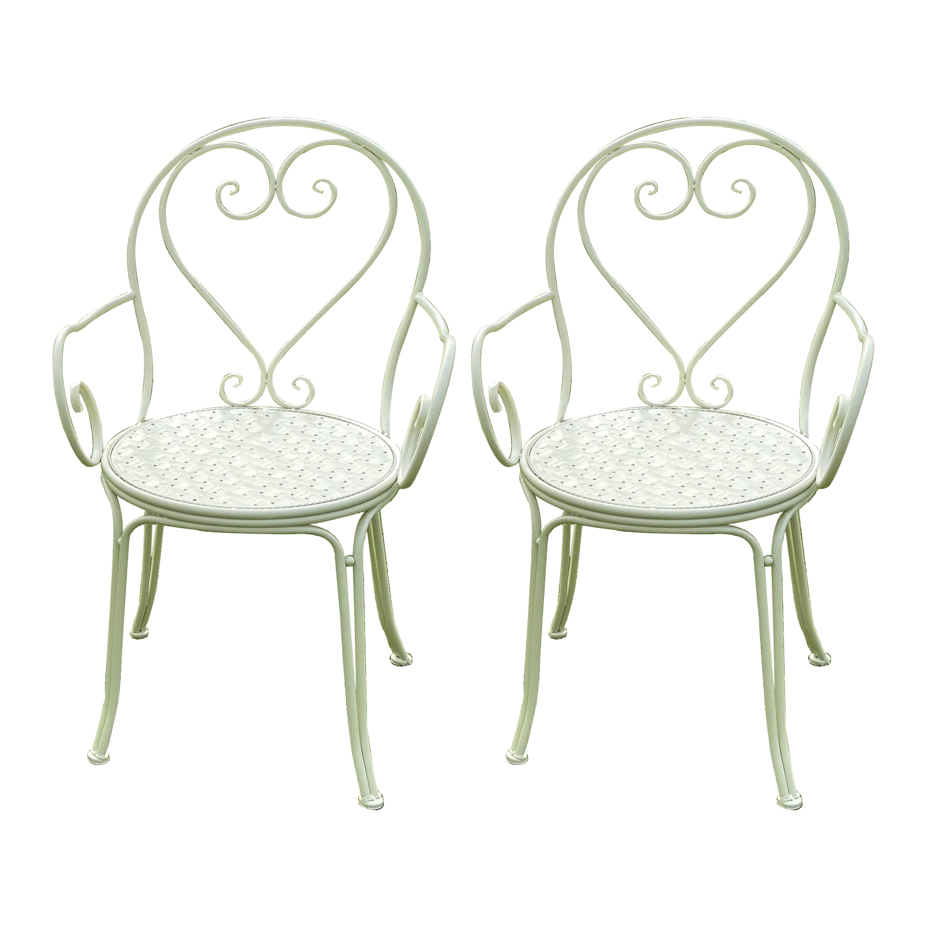 Contemporary Open Back Patio Arm Chair in Iron Frame Set of 2