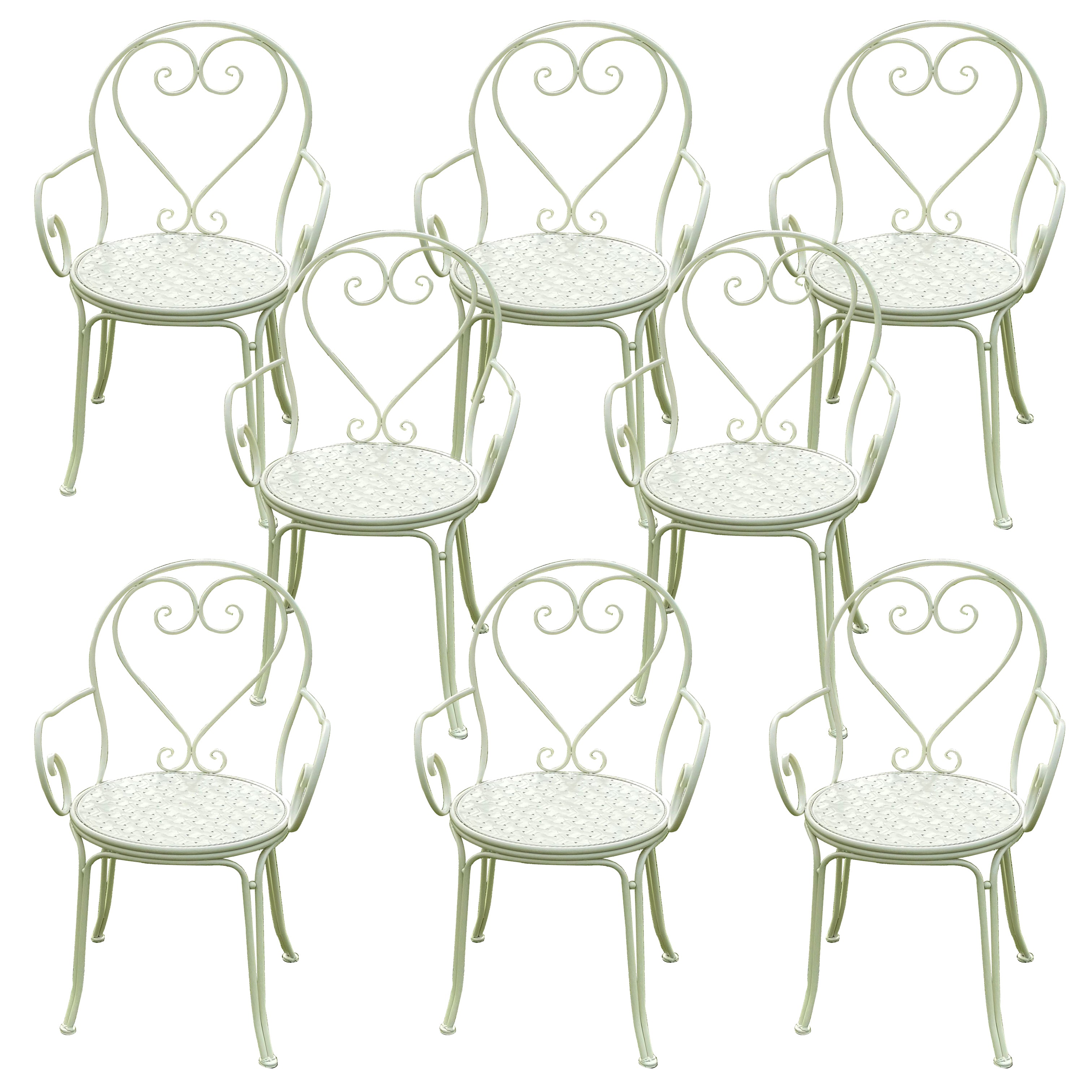 Contemporary Open Back Patio Arm Chair in Iron Frame Set of 2