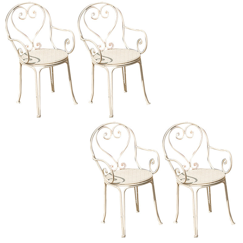 Contemporary Open Back Patio Arm Chair in Iron Frame Set of 2