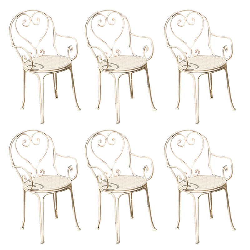 Contemporary Open Back Patio Arm Chair in Iron Frame Set of 2