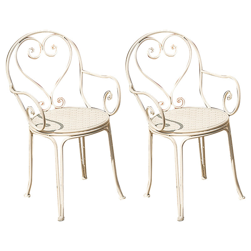 Contemporary Open Back Patio Arm Chair in Iron Frame Set of 2