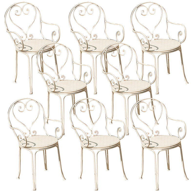 Contemporary Open Back Patio Arm Chair in Iron Frame Set of 2
