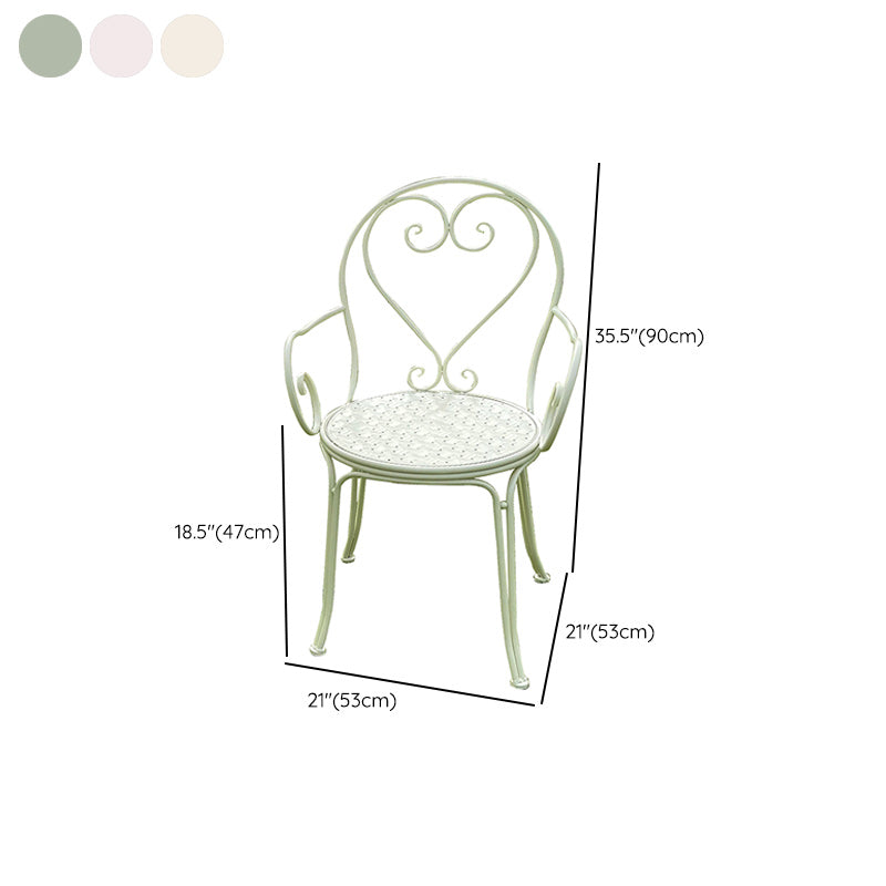 Contemporary Open Back Patio Arm Chair in Iron Frame Set of 2