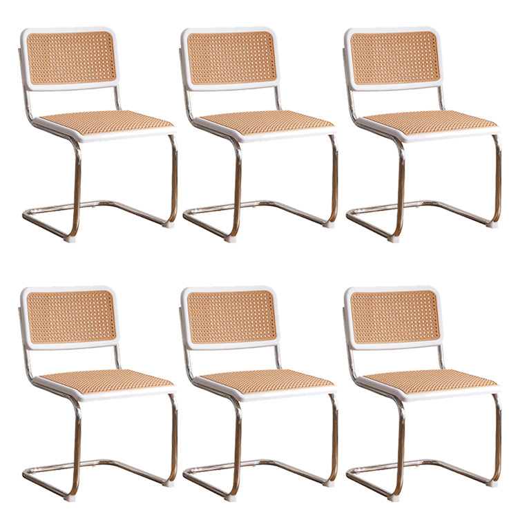 Tropical Faux Rattan Dining Side Chair with Metal Base Indoor-Outdoor Chair