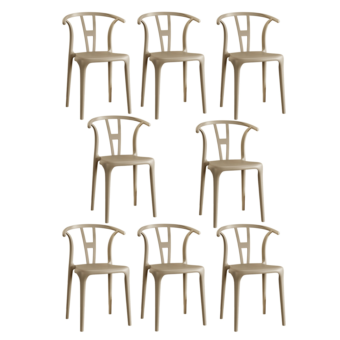 Contemporary Stacking Dining Side Chair in Plastic with Open Back