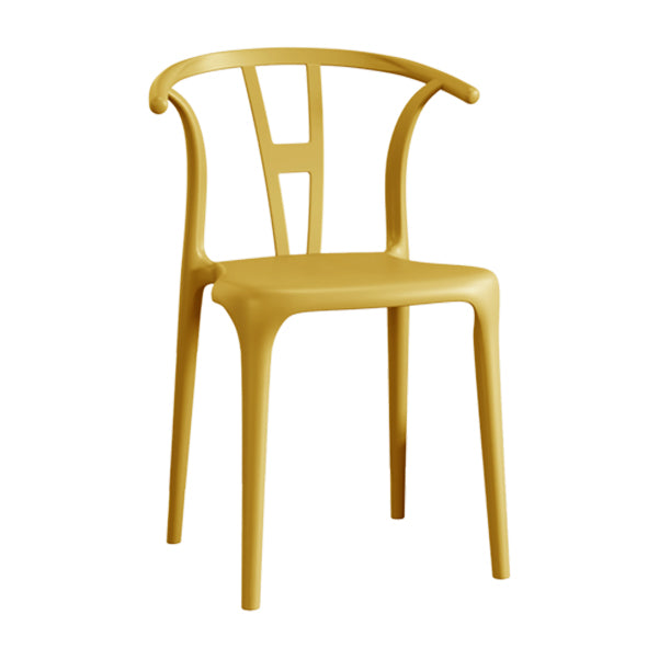 Contemporary Stacking Dining Side Chair in Plastic with Open Back