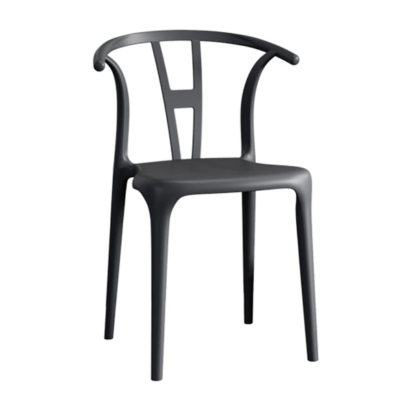 Contemporary Stacking Dining Side Chair in Plastic with Open Back