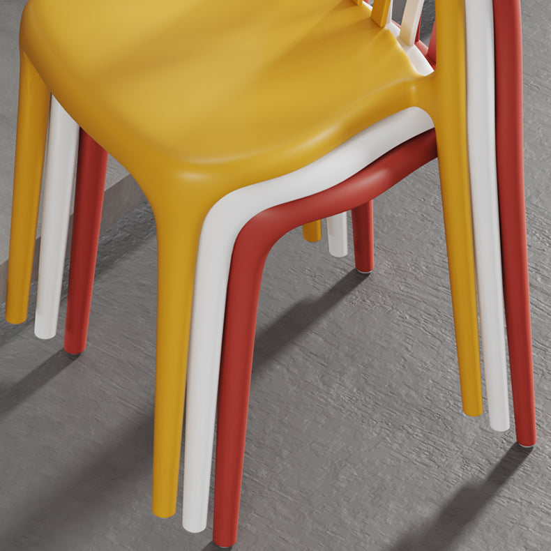 Contemporary Stacking Dining Side Chair in Plastic with Open Back