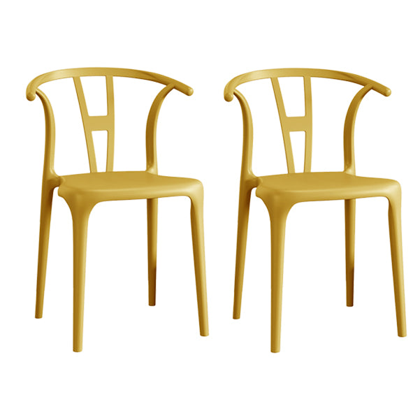 Contemporary Stacking Dining Side Chair in Plastic with Open Back