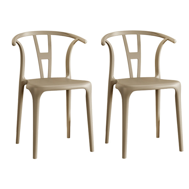 Contemporary Stacking Dining Side Chair in Plastic with Open Back