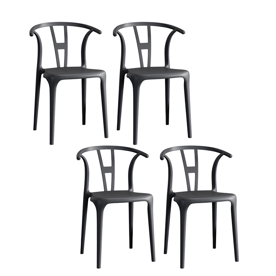 Contemporary Stacking Dining Side Chair in Plastic with Open Back