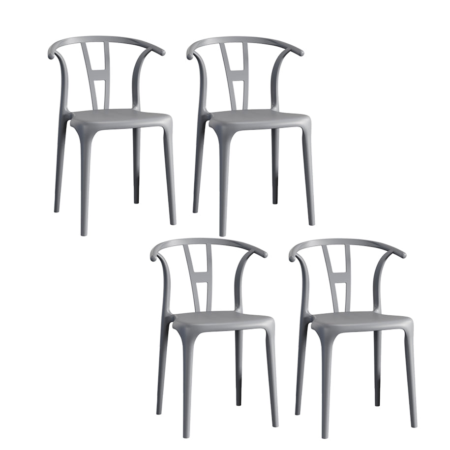 Contemporary Stacking Dining Side Chair in Plastic with Open Back
