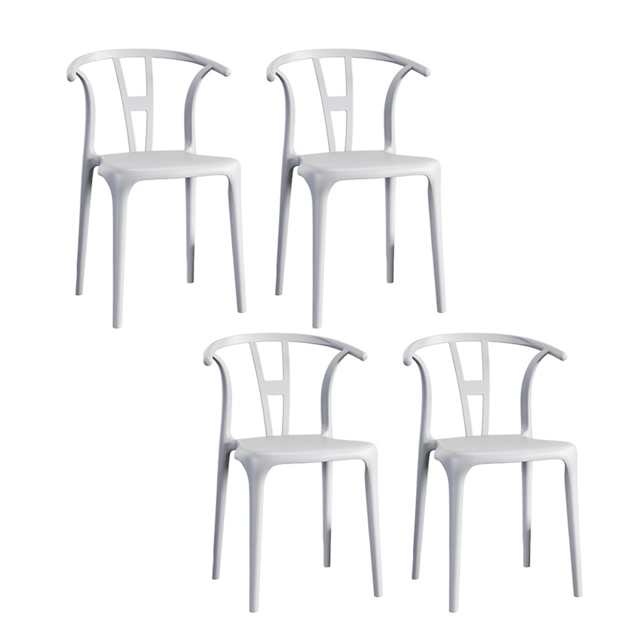 Contemporary Stacking Dining Side Chair in Plastic with Open Back