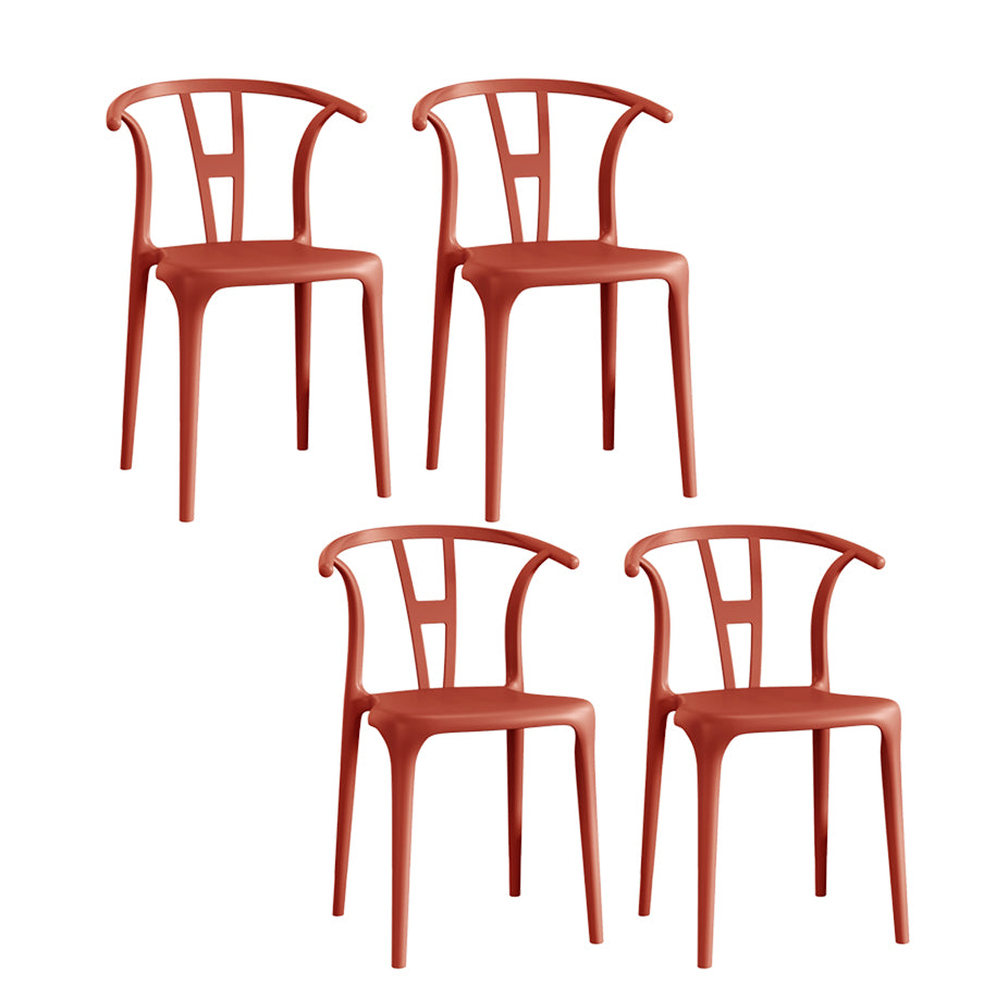Contemporary Stacking Dining Side Chair in Plastic with Open Back
