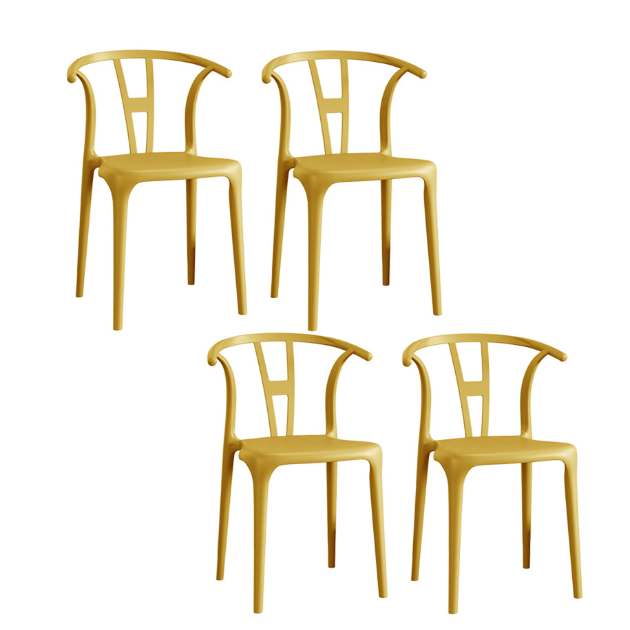 Contemporary Stacking Dining Side Chair in Plastic with Open Back