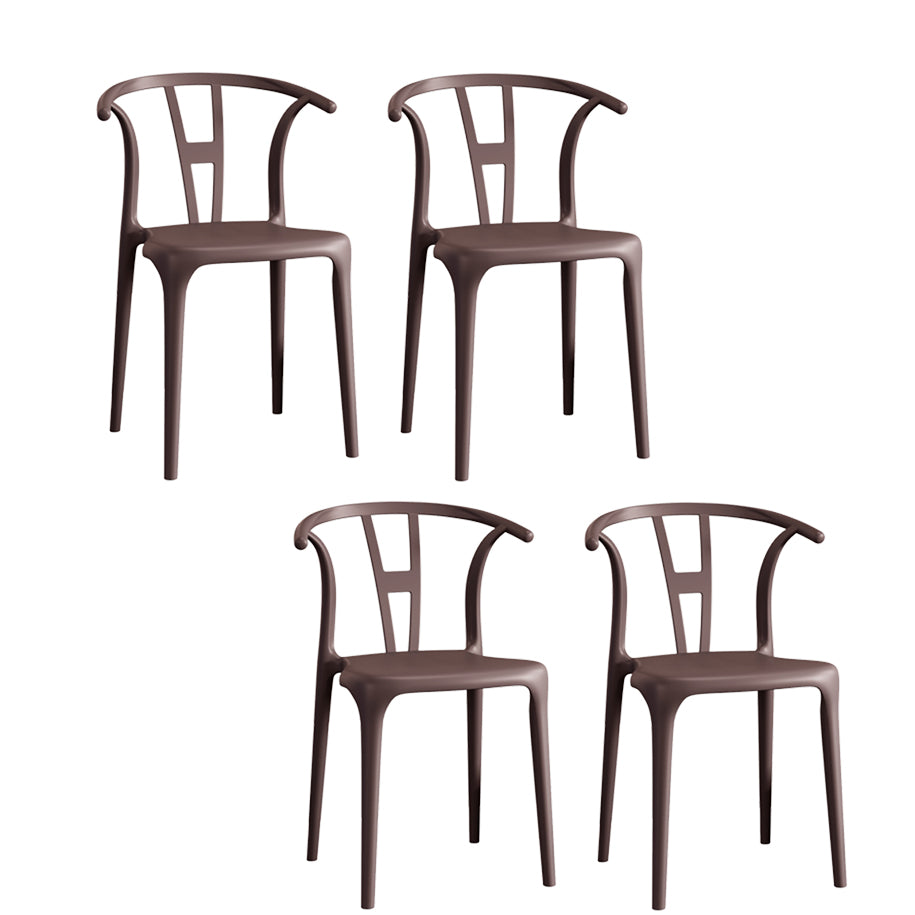 Contemporary Stacking Dining Side Chair in Plastic with Open Back